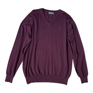 Barbour Merino V-Neck Sweater in Dark Cordavan size XL